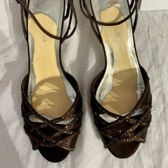 Strappy Evening Brown Sandal - Picture 3 of 13